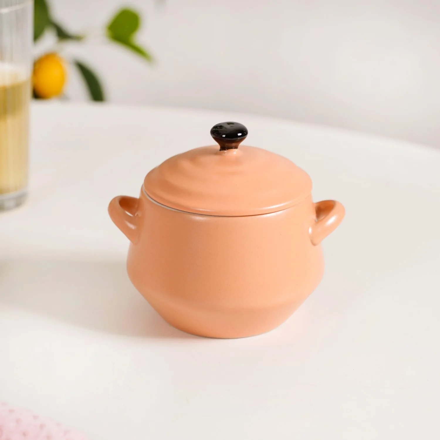 Peach Amara Ceramic Ramen Bowl Set With Lid Of 2 450ml - Image 8