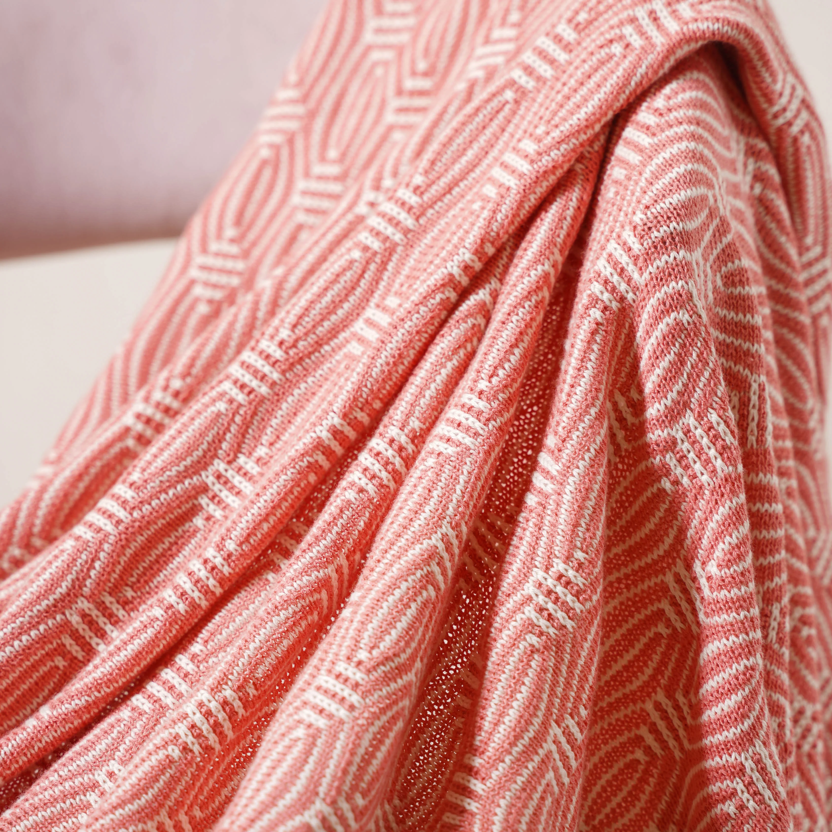 Peach and Off White Textured Throw - Image 7