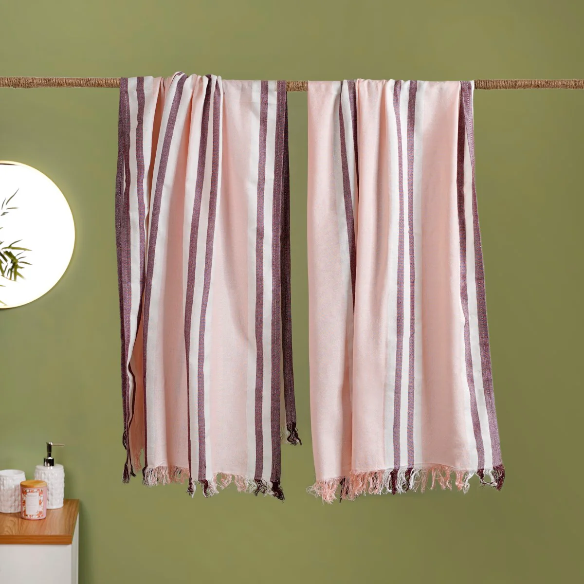 Peach Bamboo Quick Dry Towels Set Of 2