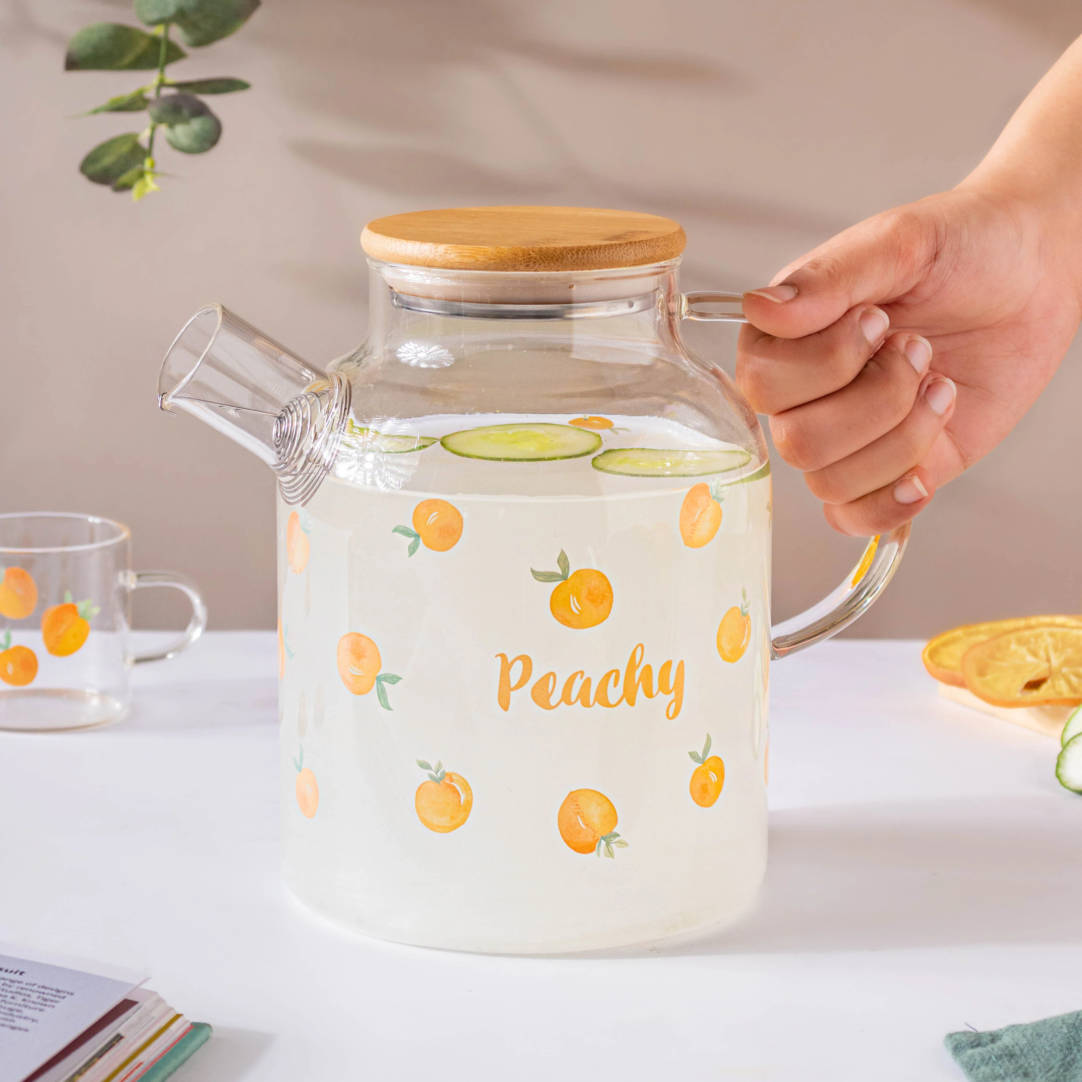 Peach Glass Teapot Large Orange