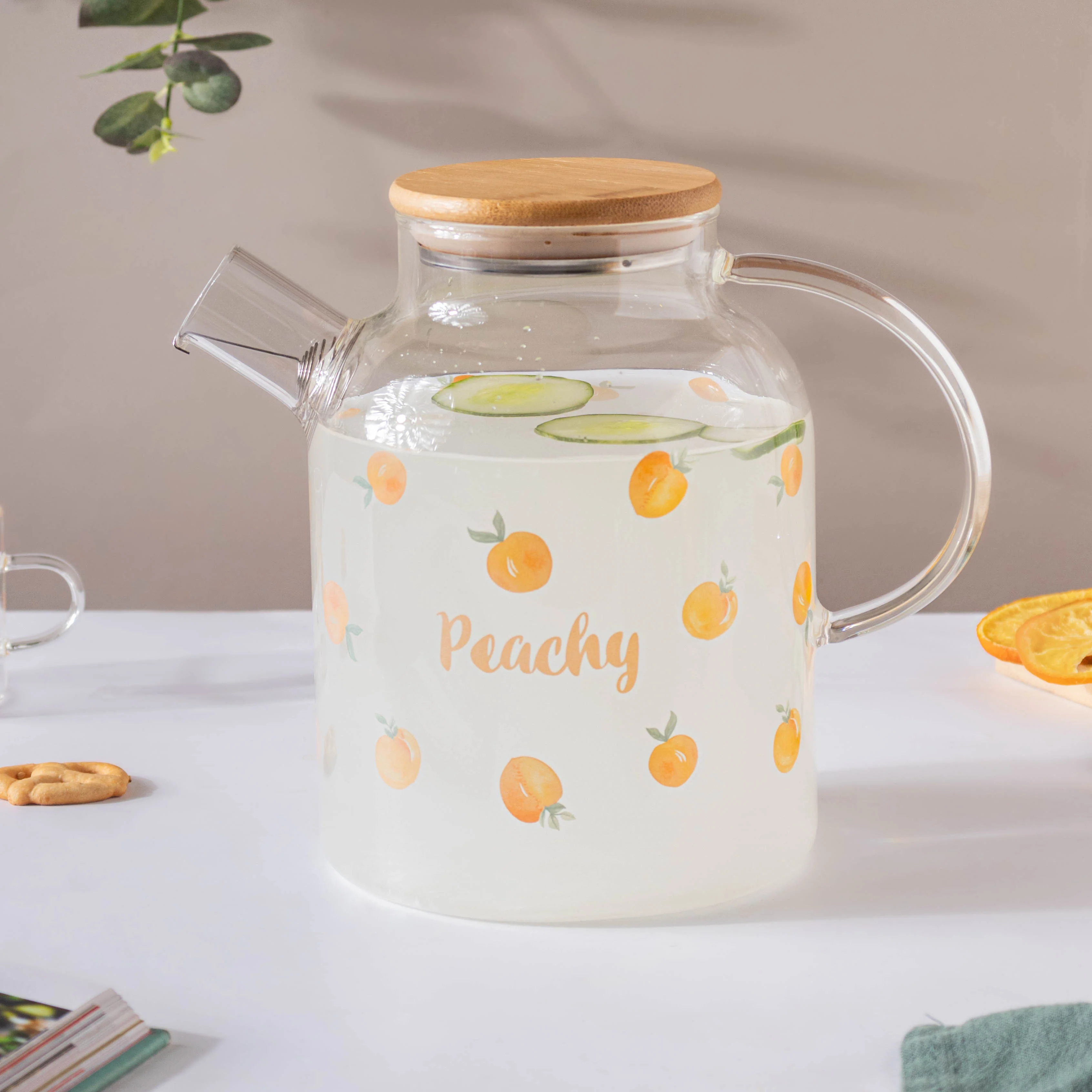 Peach Glass Teapot Large Orange - Image 6