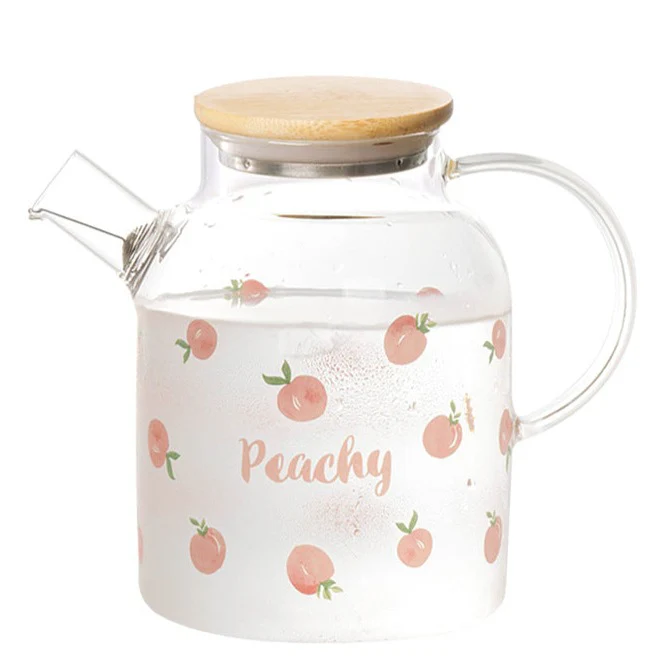Peach Glass Teapot Large Pink - Image 16