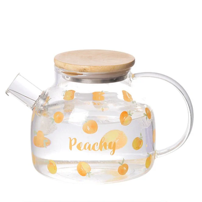 Peach Glass Teapot Orange - Image 11