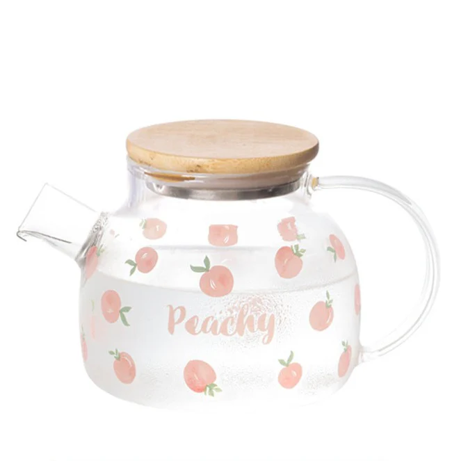 Peach Glass Teapot Pink - Image 11