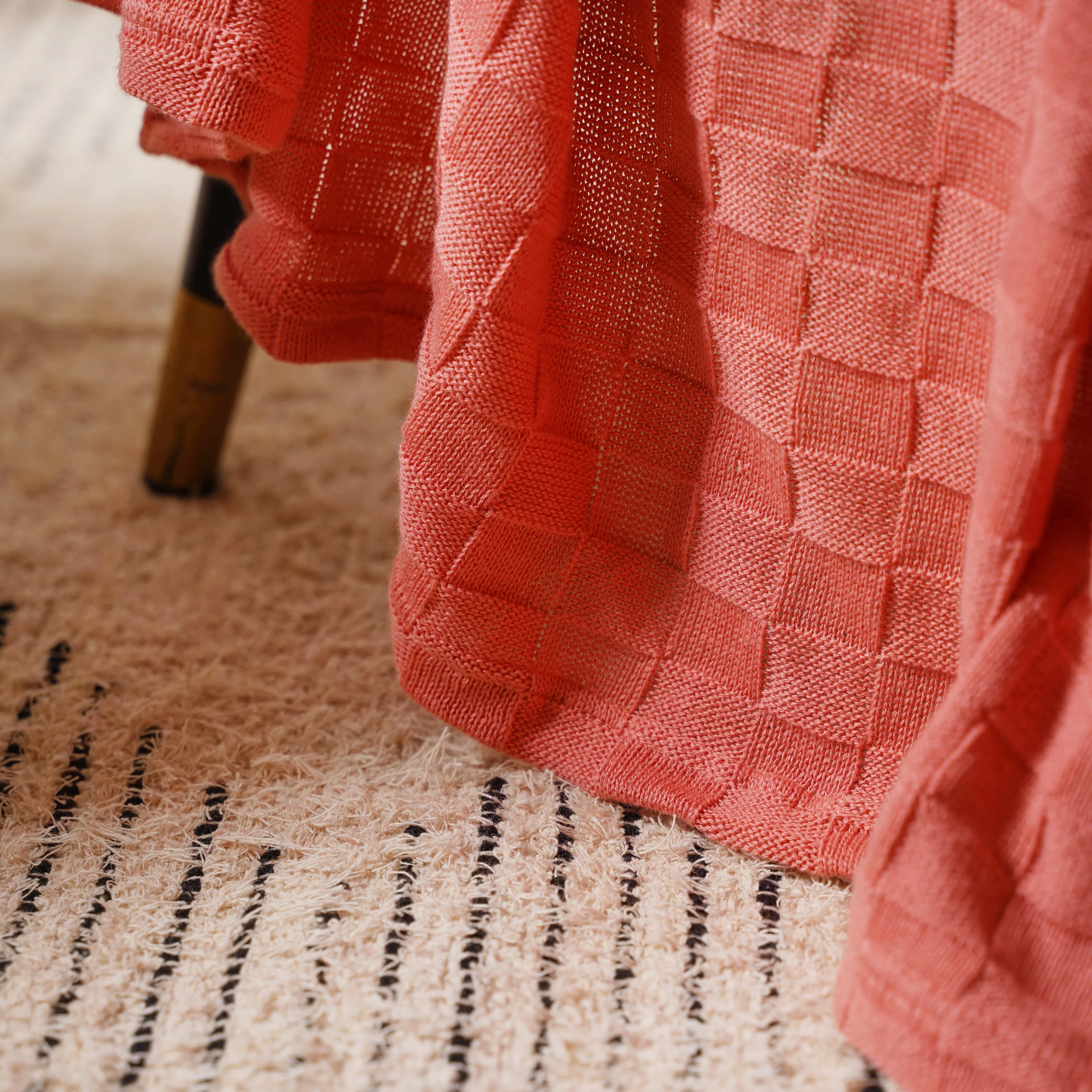 Peach Knitted Throw - Image 5