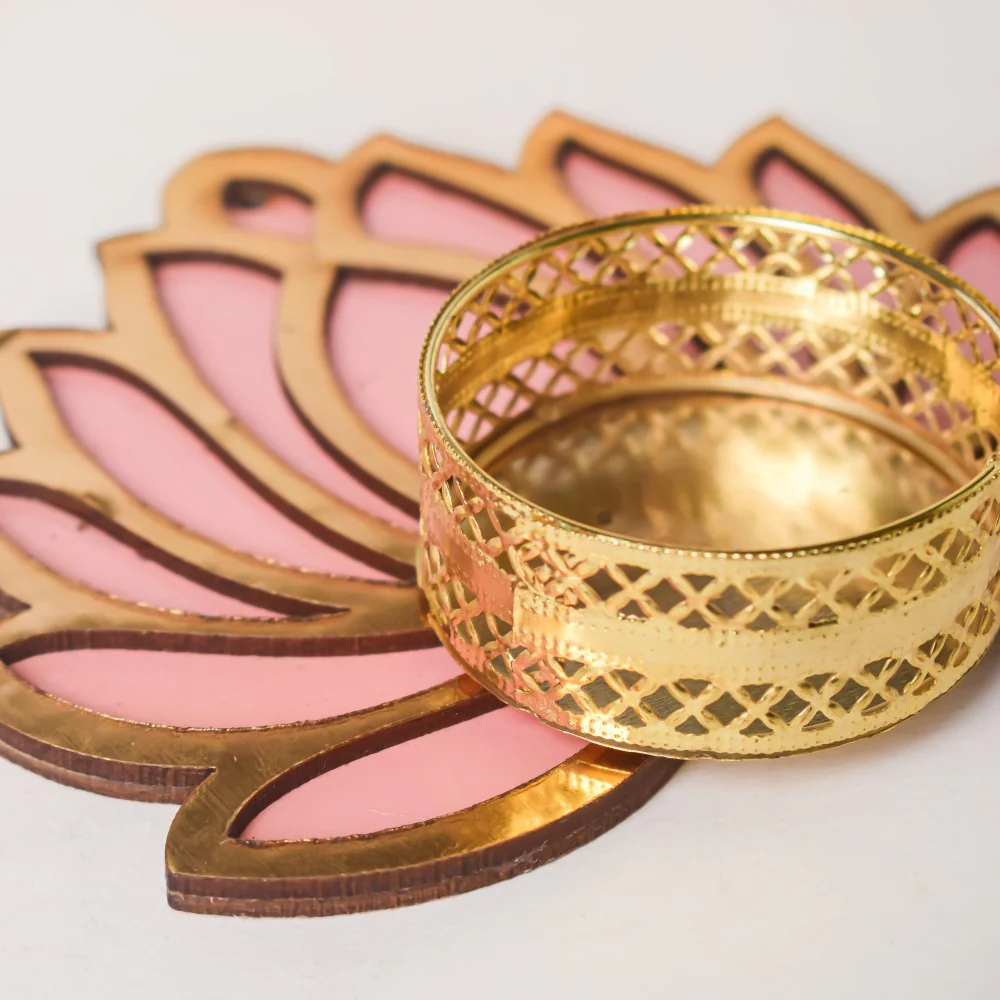 Peach Lotus Tea Light Candle Holder Set Of 4 - Image 5