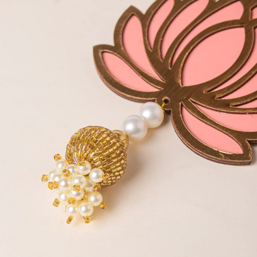 Peach Lotus Wall Hanging Set Of 4 - Image 3