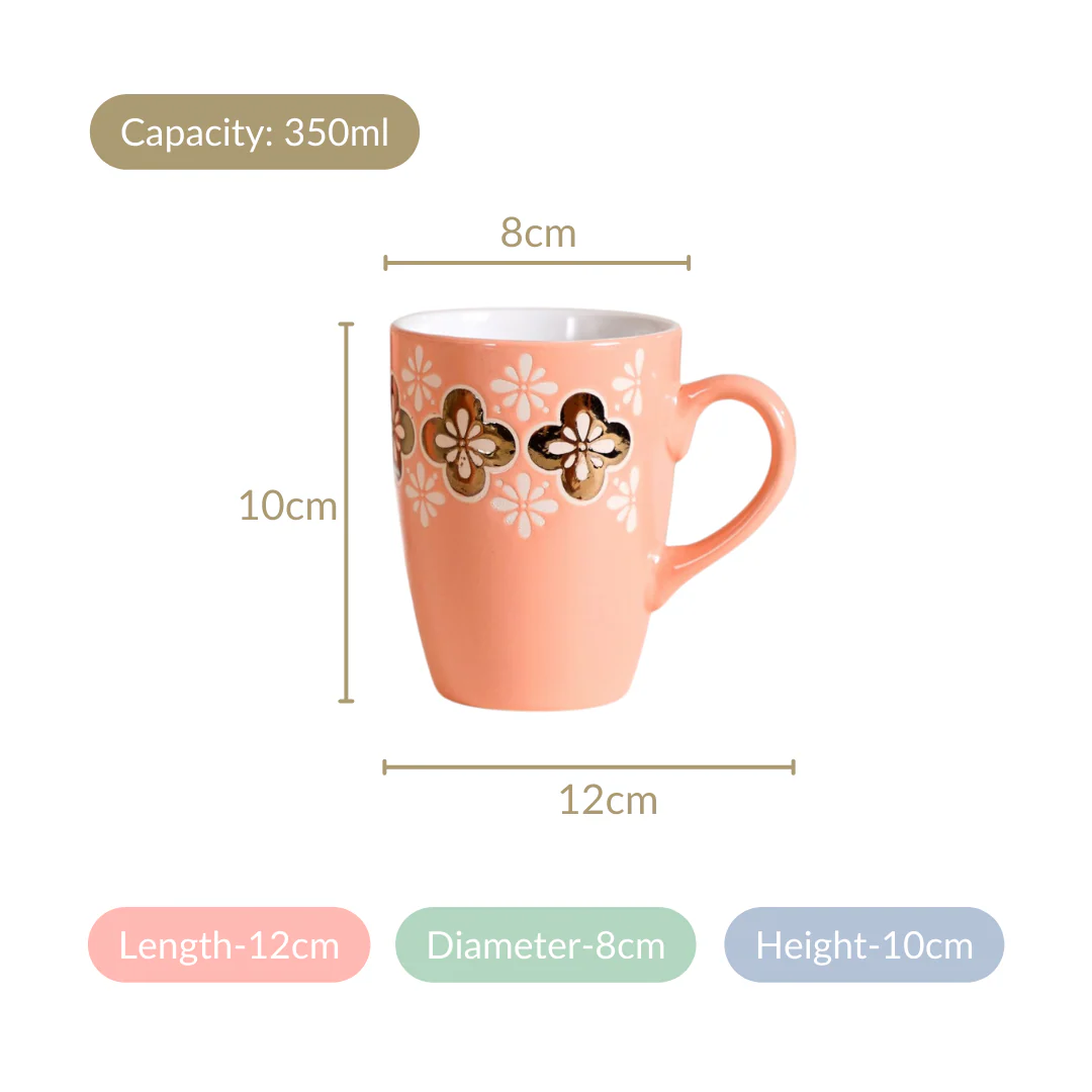 Peach Perfect Coffee Mug Set Of 6 350ml - Image 5