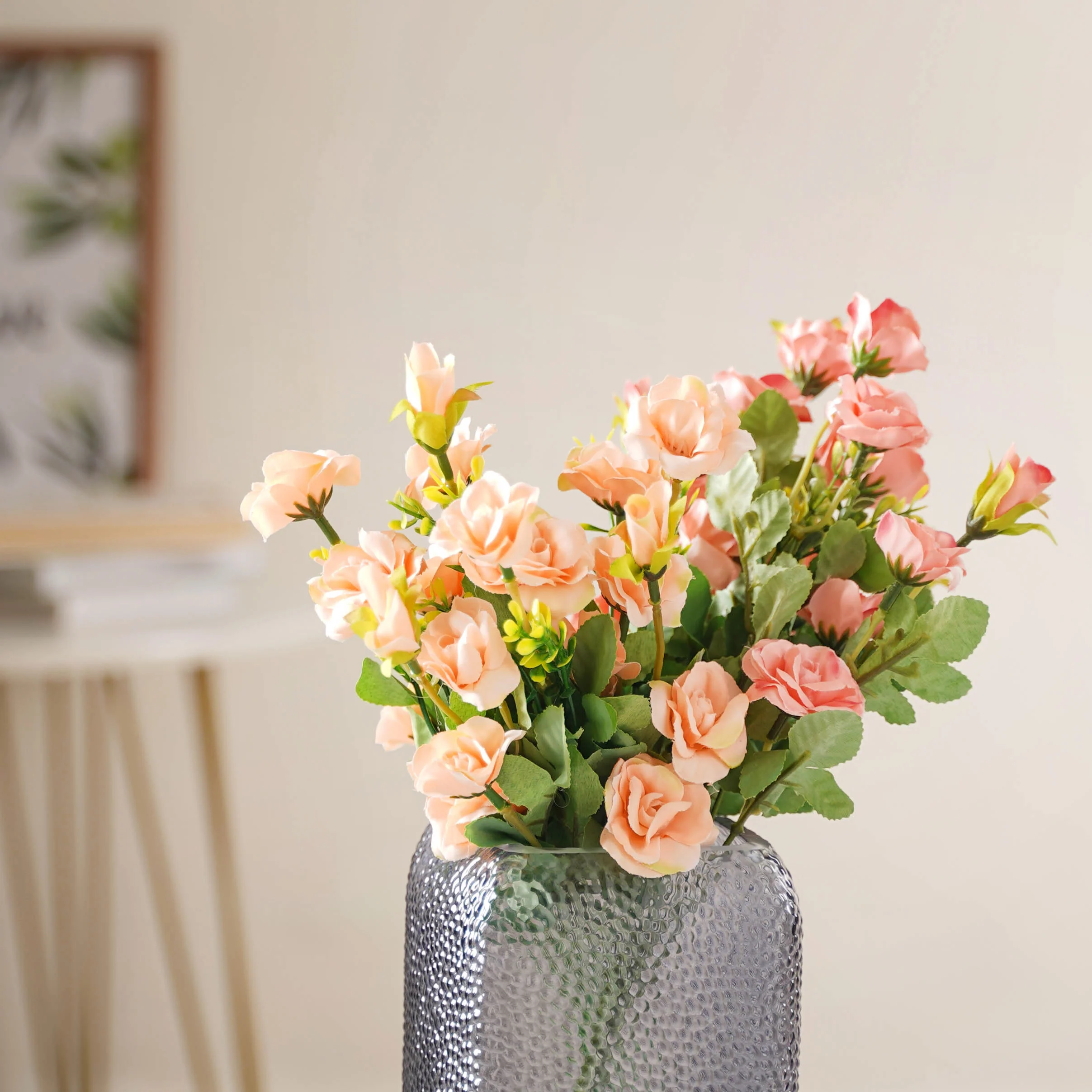 Peach-pink Artificial Roses - Image 8