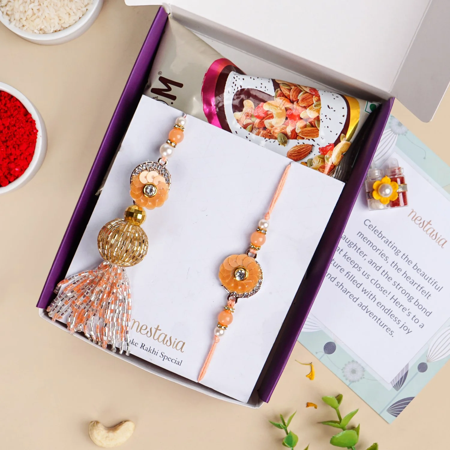 Peach Rakhi Lumba Gift Box - Image 2