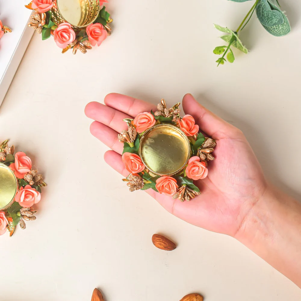 Peach Rose Tea Light Holder Set Of 6 - Image 3
