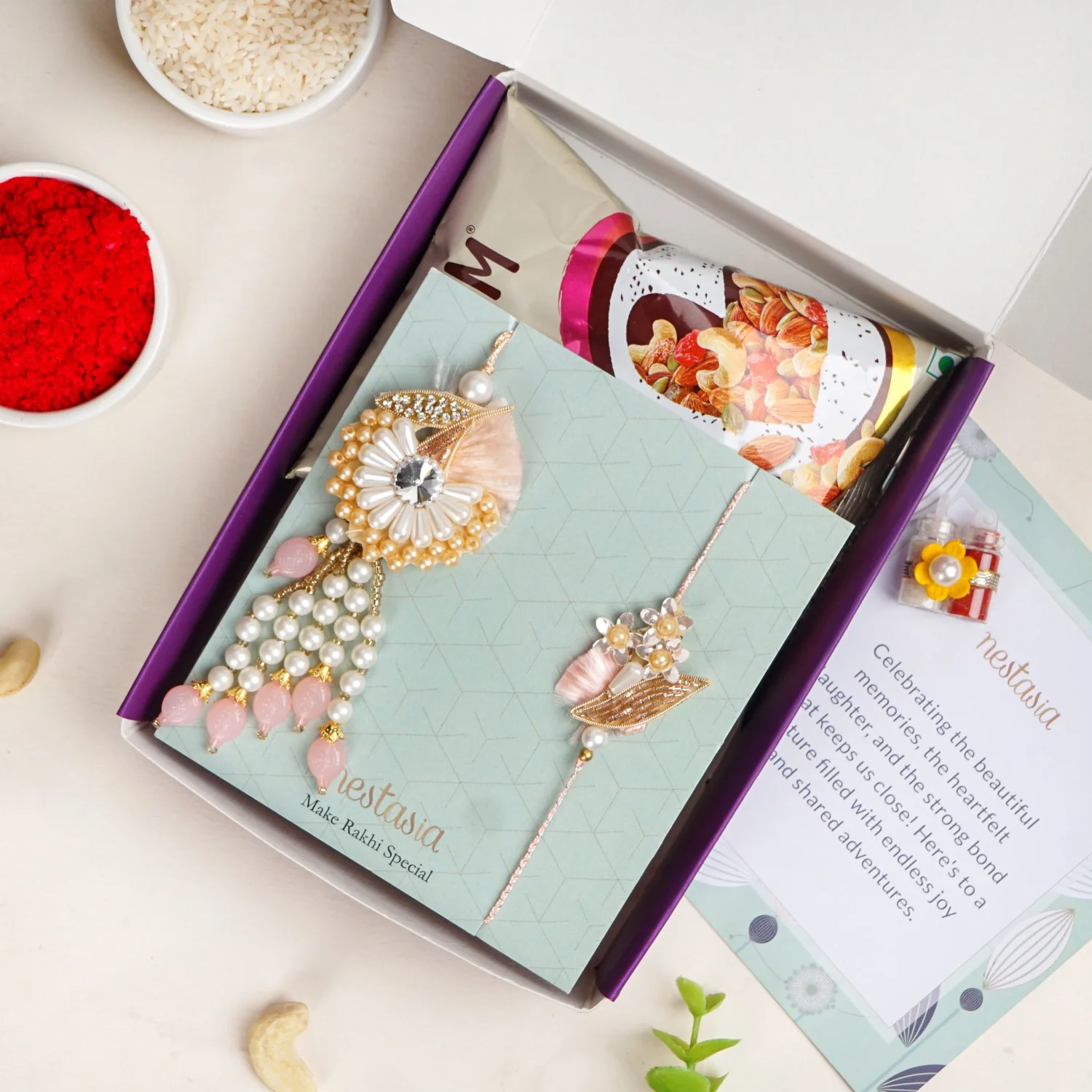 Peach Royale Rakhi Lumba Set - Image 5