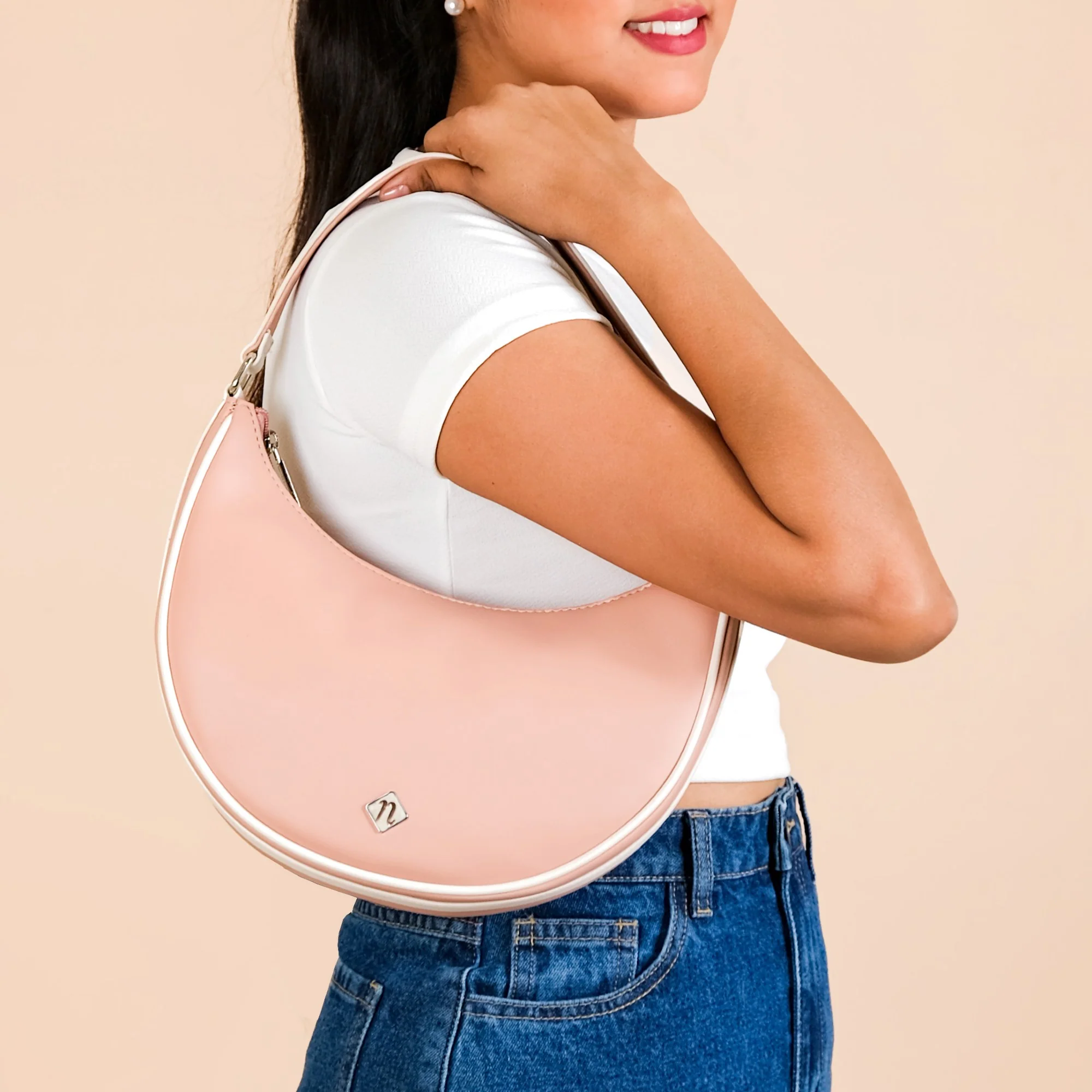 Peachy Glam Half Moon Bag - Image 13