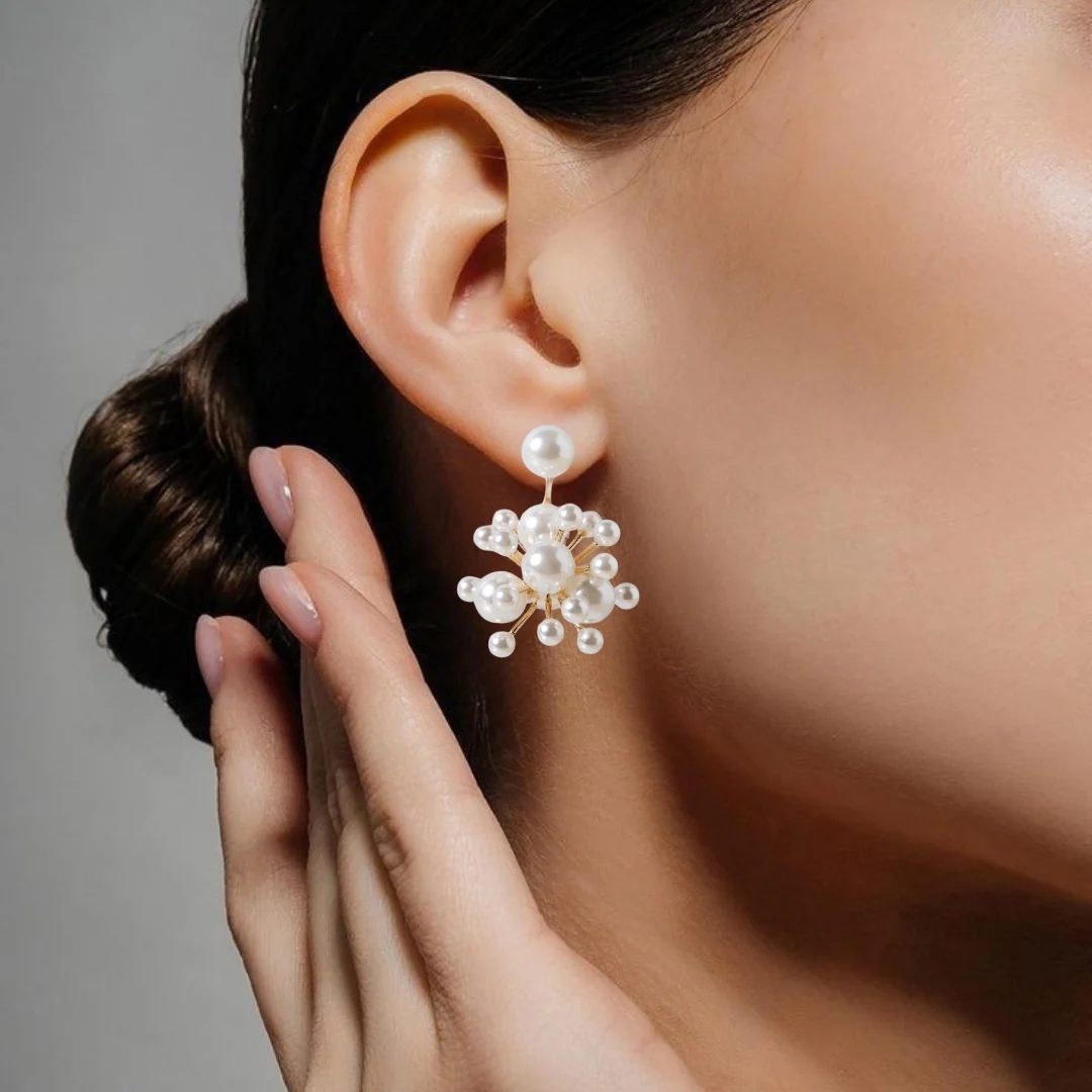 Pearl Cluster Jacket Earrings - Image 2