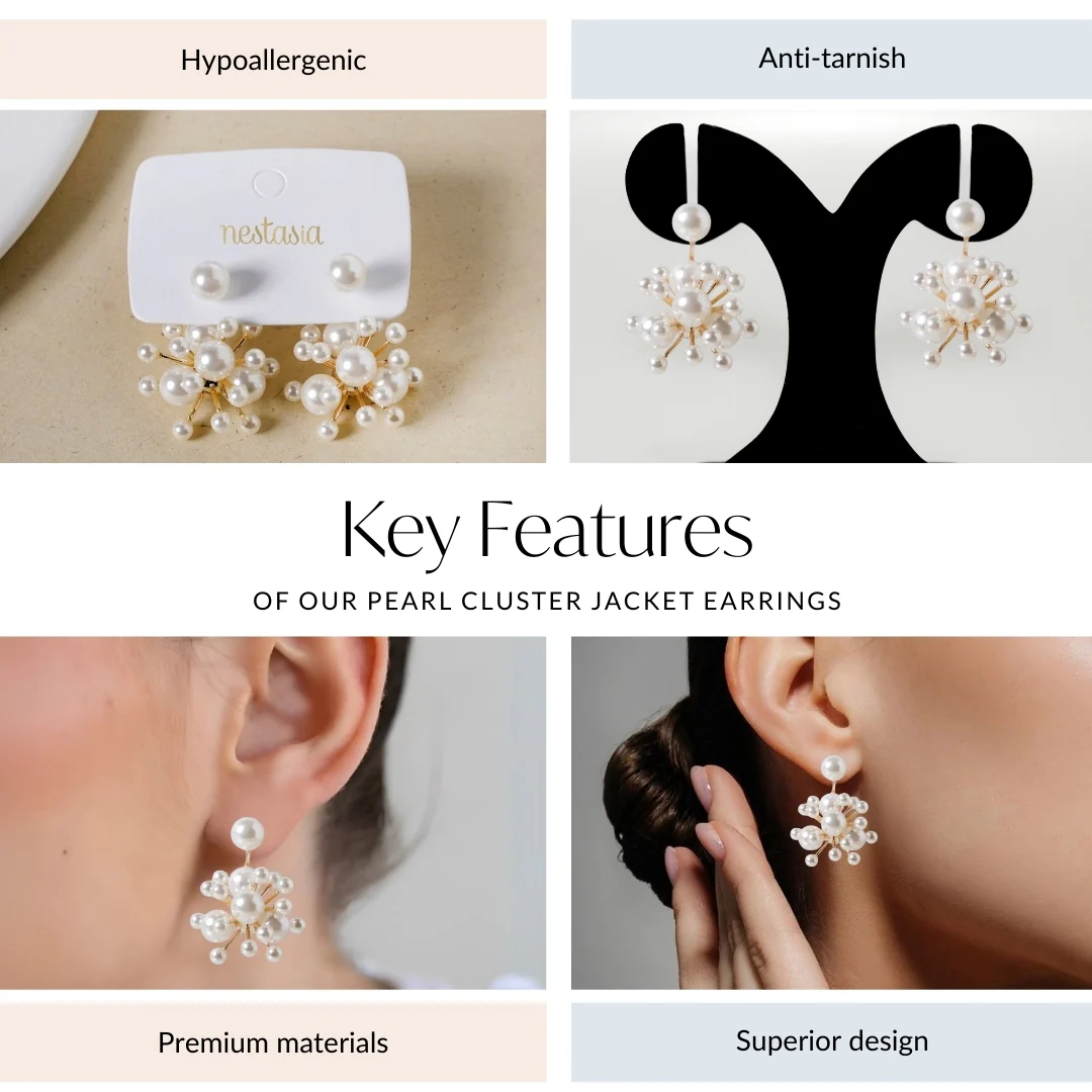 Pearl Cluster Jacket Earrings - Image 4