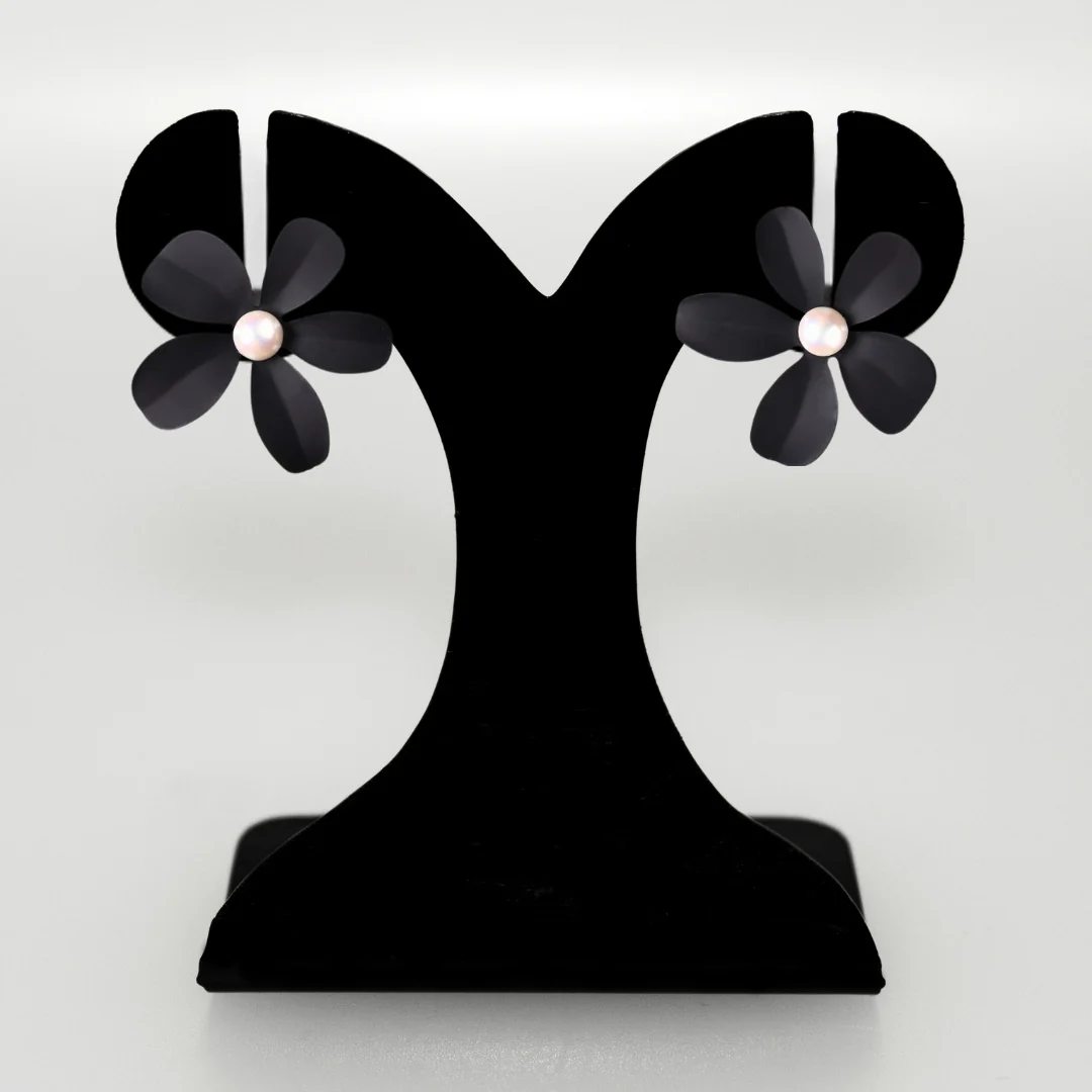 Pearl Crape Jasmine Earrings Black - Image 6