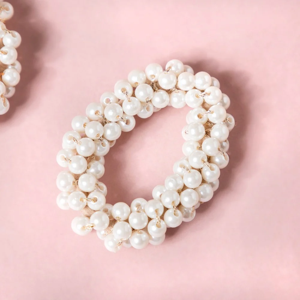 Pearl Hair Ties White Set Of 4 - Image 5