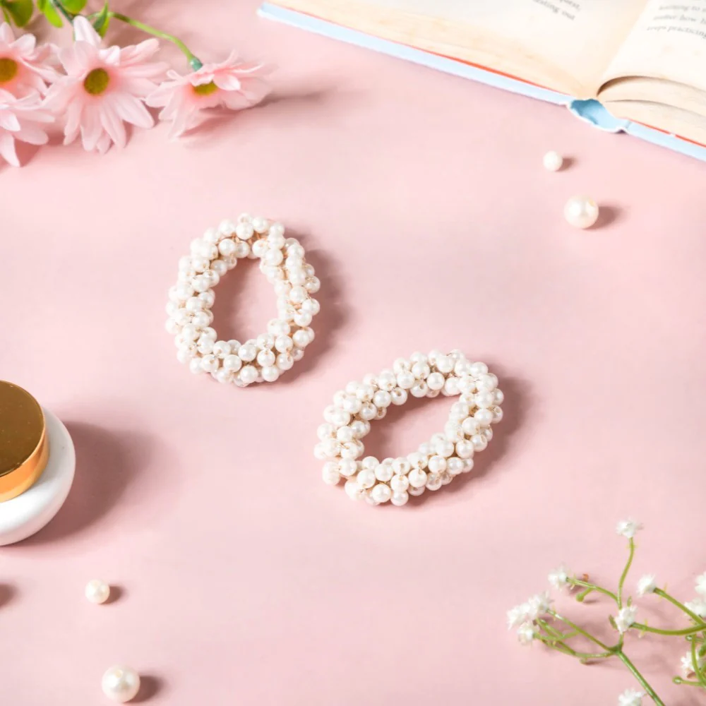 Pearl Hair Ties White Set Of 4 - Image 6