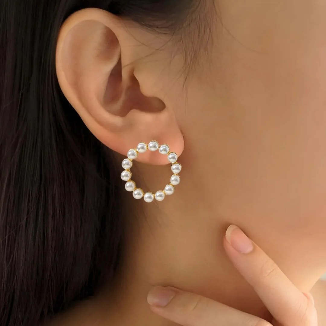 Pearl Halo Drop Earrings - Image 2
