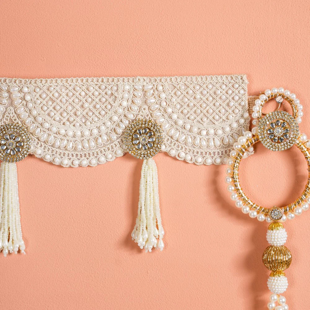 Pearl Toran and Door Hanging Set of 3 Off-White - Image 7