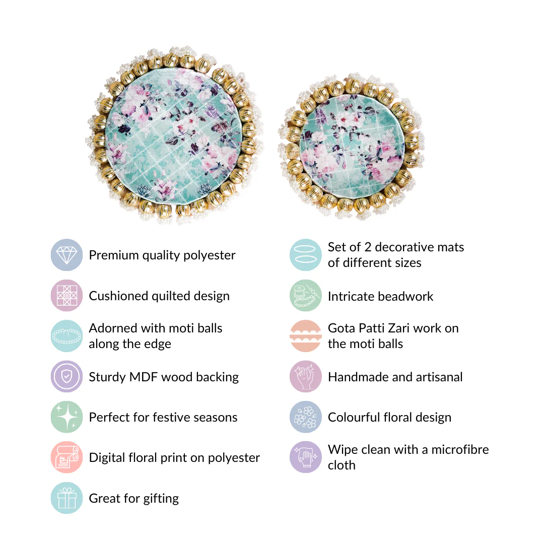 Pearls Decorative Round Trivet Mat Set Of 2 Green - Image 6
