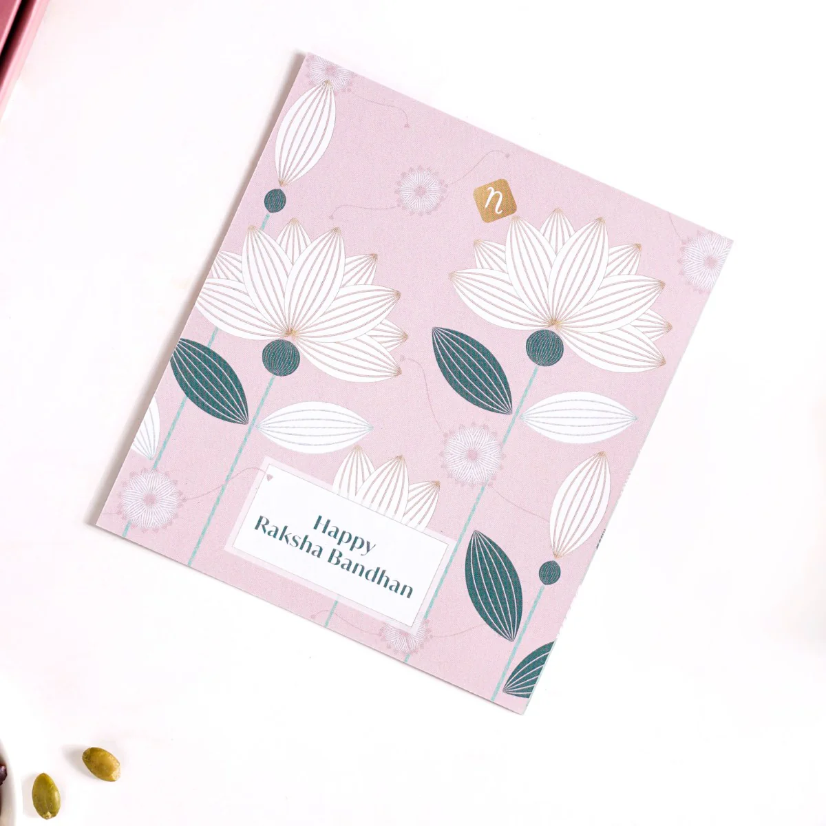 Pearly Peach Rakhi Lumba Hamper Set Of 4 With Gift Box - Image 9