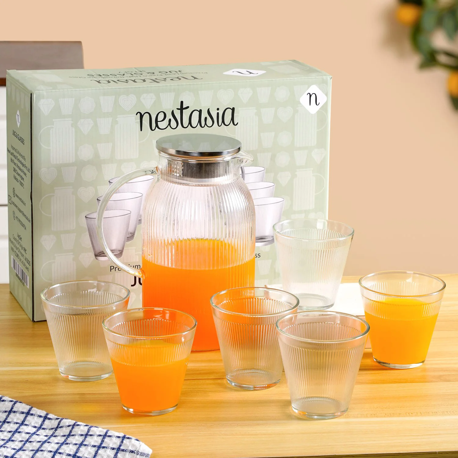 Glass Jug And Tumbler Set Of 7 - Image 9