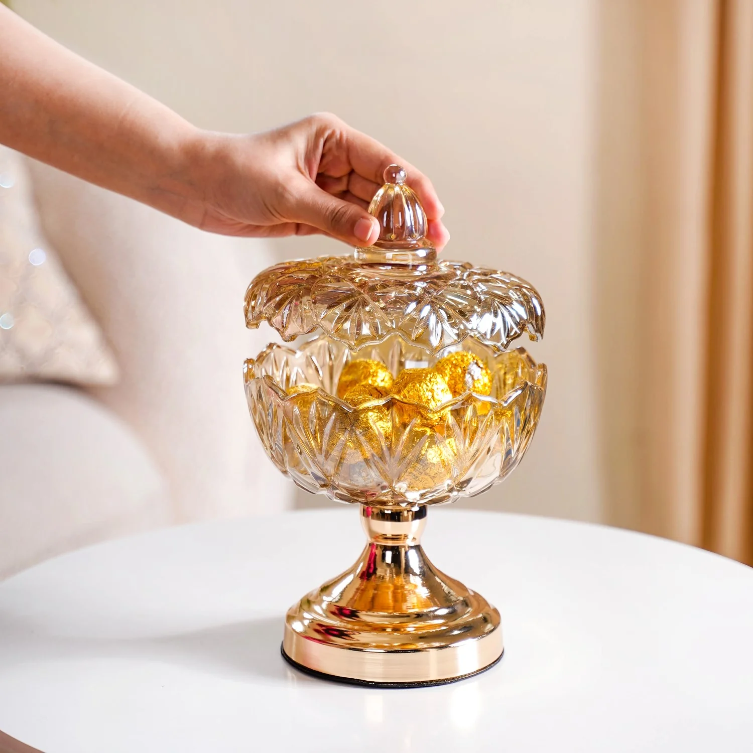Pedestal Decorative Glass Bowl - Image 2
