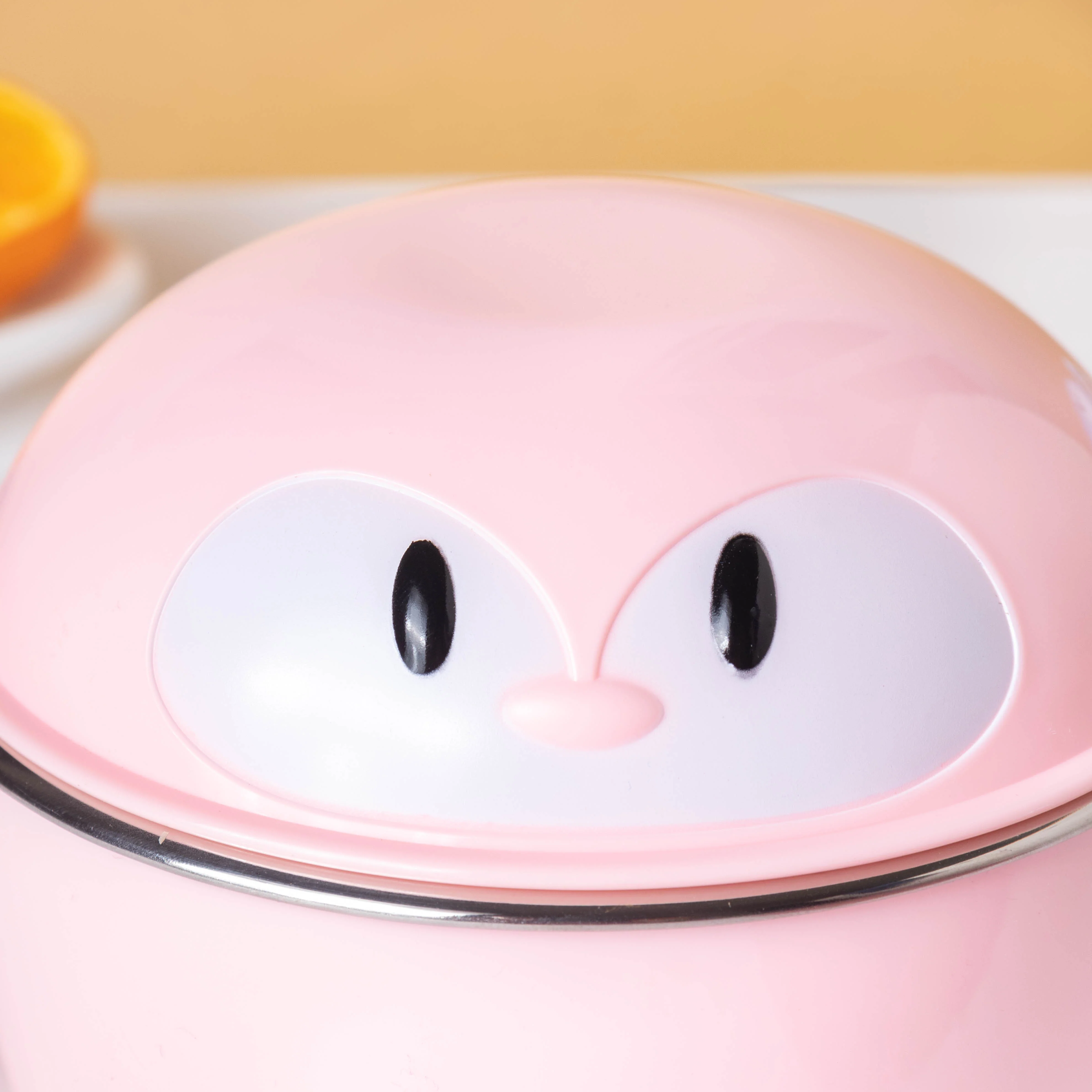 Penguin Feeding Steel Bowl With Anti-Slip Base Pink 400 ml - Image 8