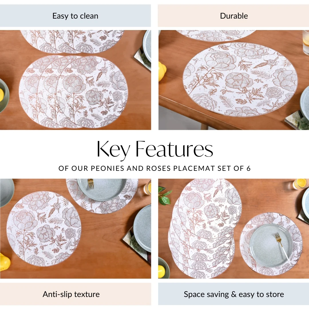 Peonies And Roses Placemat Set Of 6 - Image 5