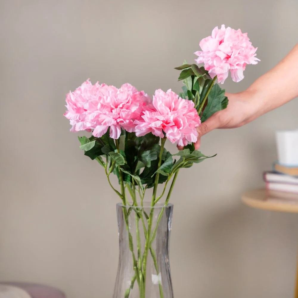 Peony Artificial Flower Pink Set Of 5 - Image 2