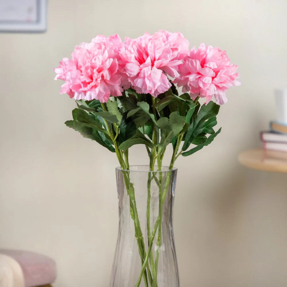 Peony Artificial Flower Pink Set Of 5 - Image 4