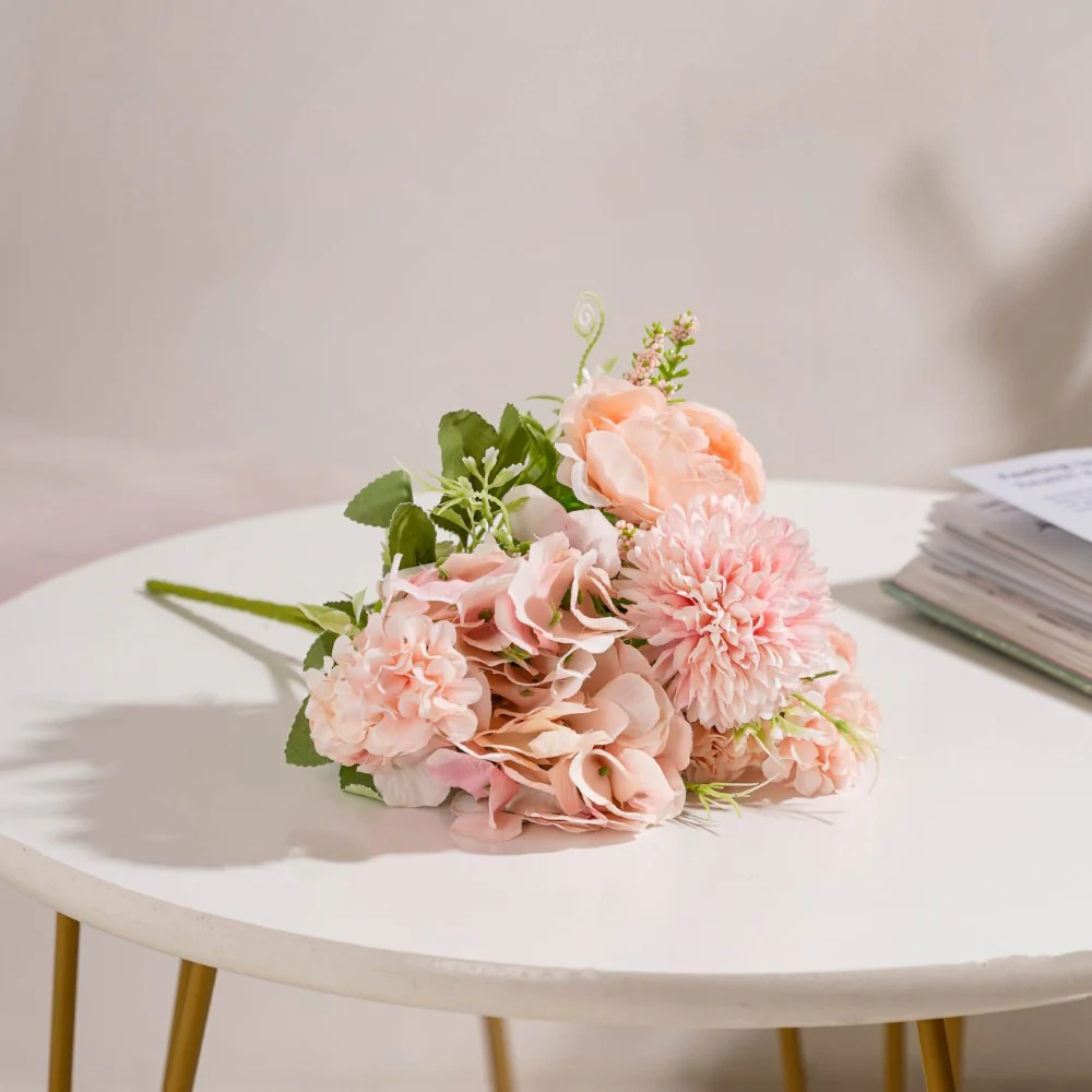 Artificial Flower Bunch Peony Light Pink - Image 3