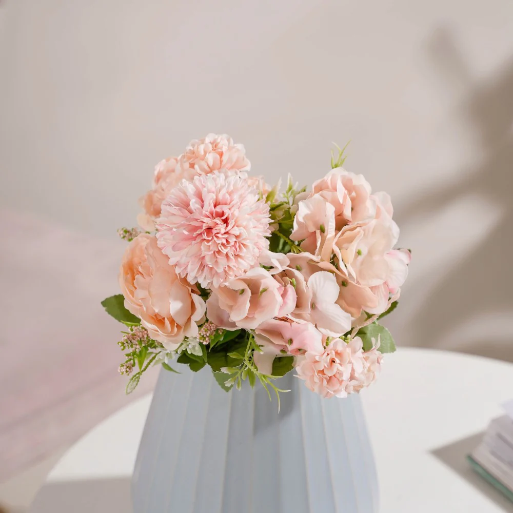 Artificial Flower Bunch Peony Light Pink - Image 4