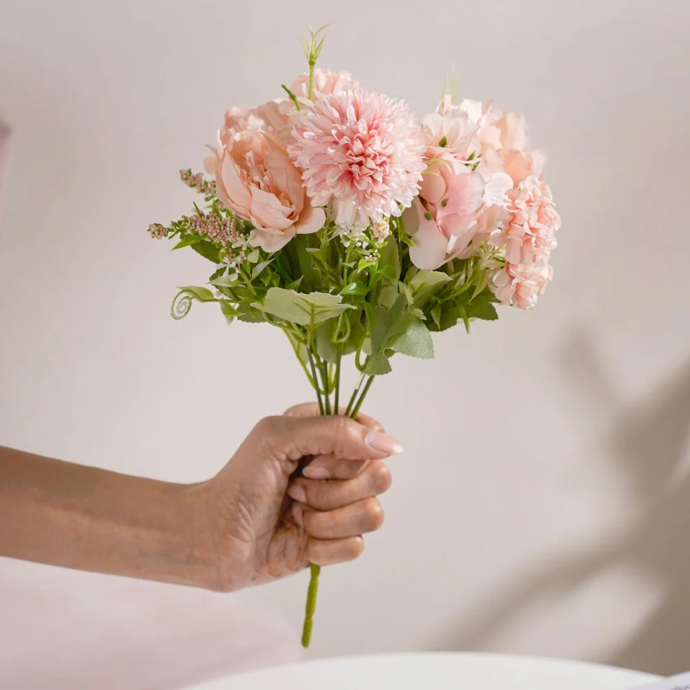 Artificial Flower Bunch Peony Light Pink - Image 5