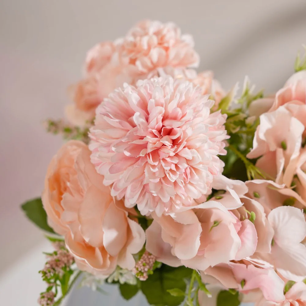 Artificial Flower Bunch Peony Light Pink - Image 6