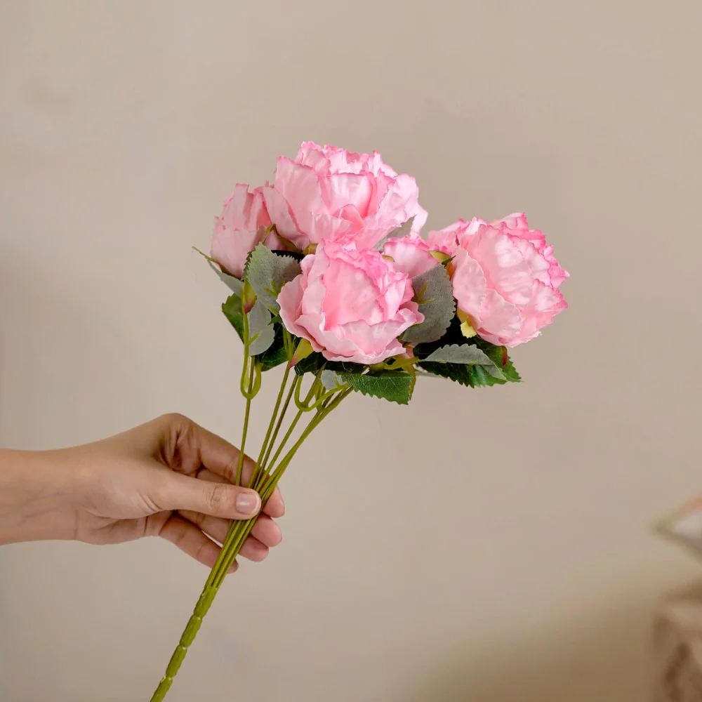 Peony Artificial Flower Bunch Pink - Image 2
