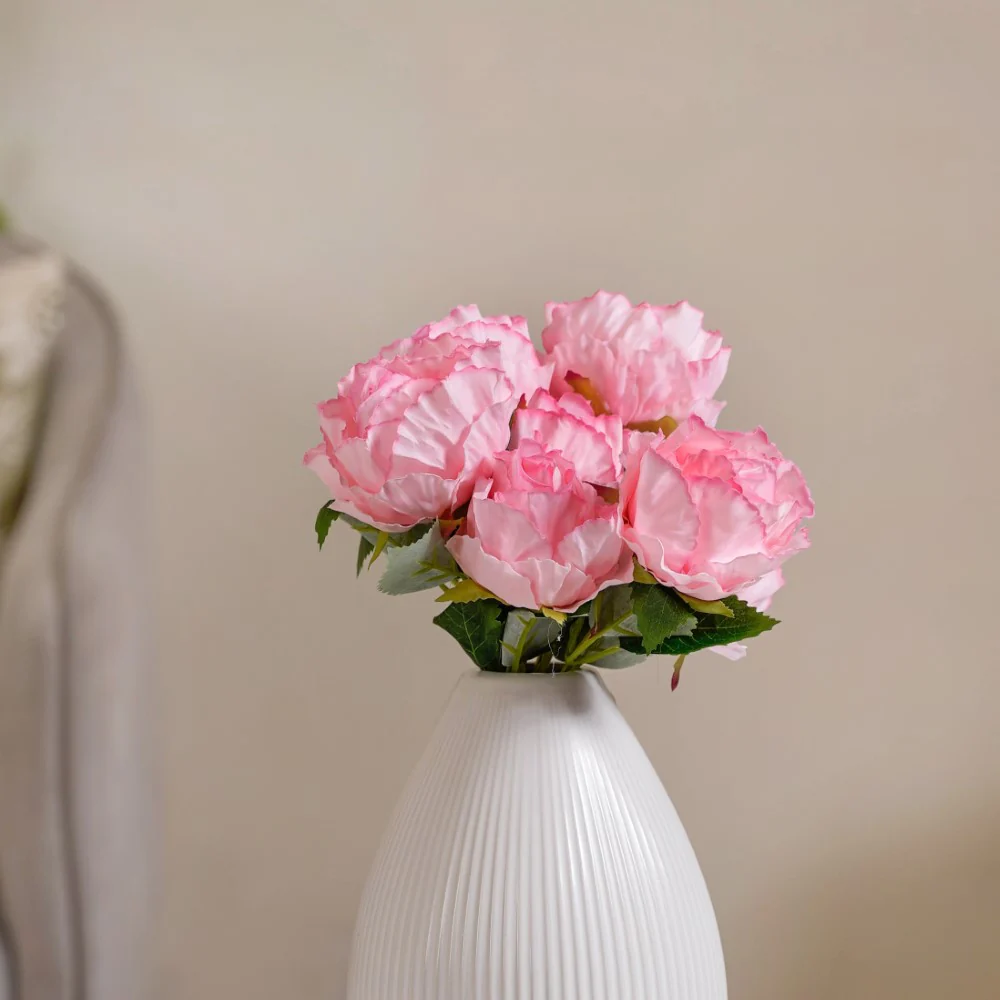 Peony Artificial Flower Bunch Pink - Image 3
