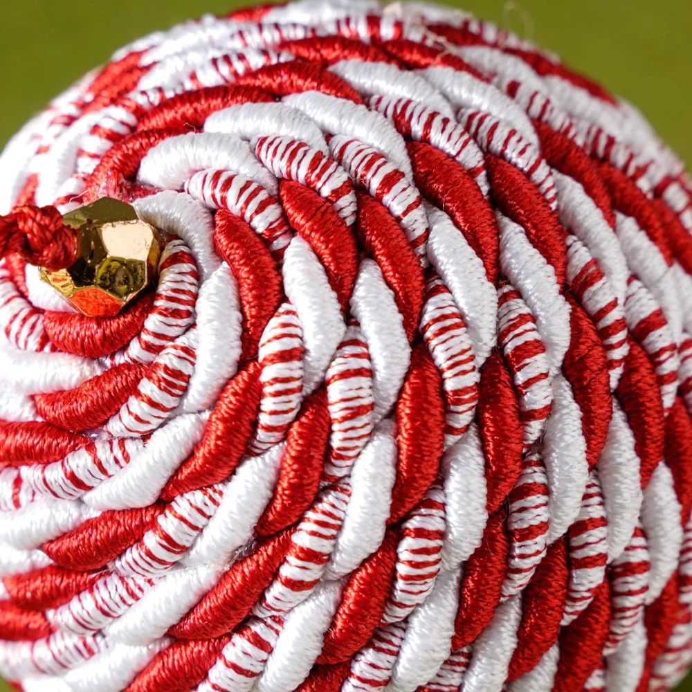 Peppermint Round Candy Bauble Set Of 2 - Image 6