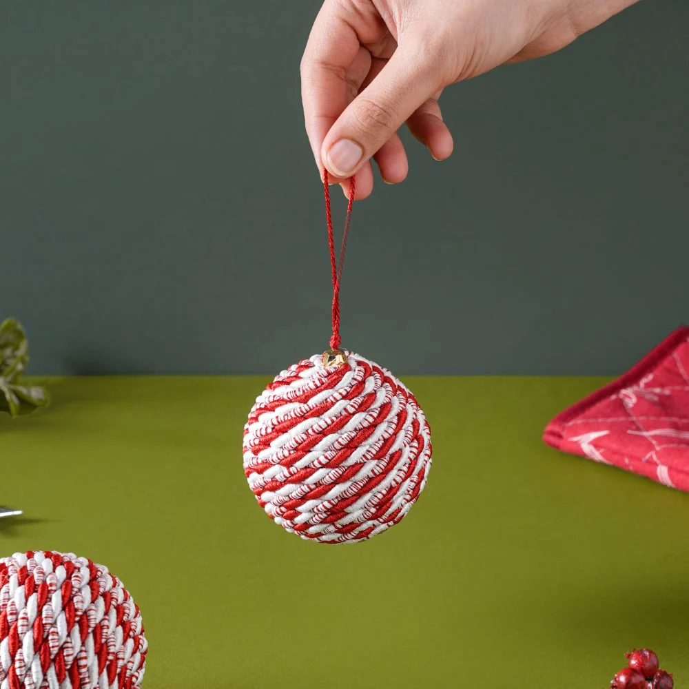 Peppermint Round Candy Bauble Set Of 2 - Image 7