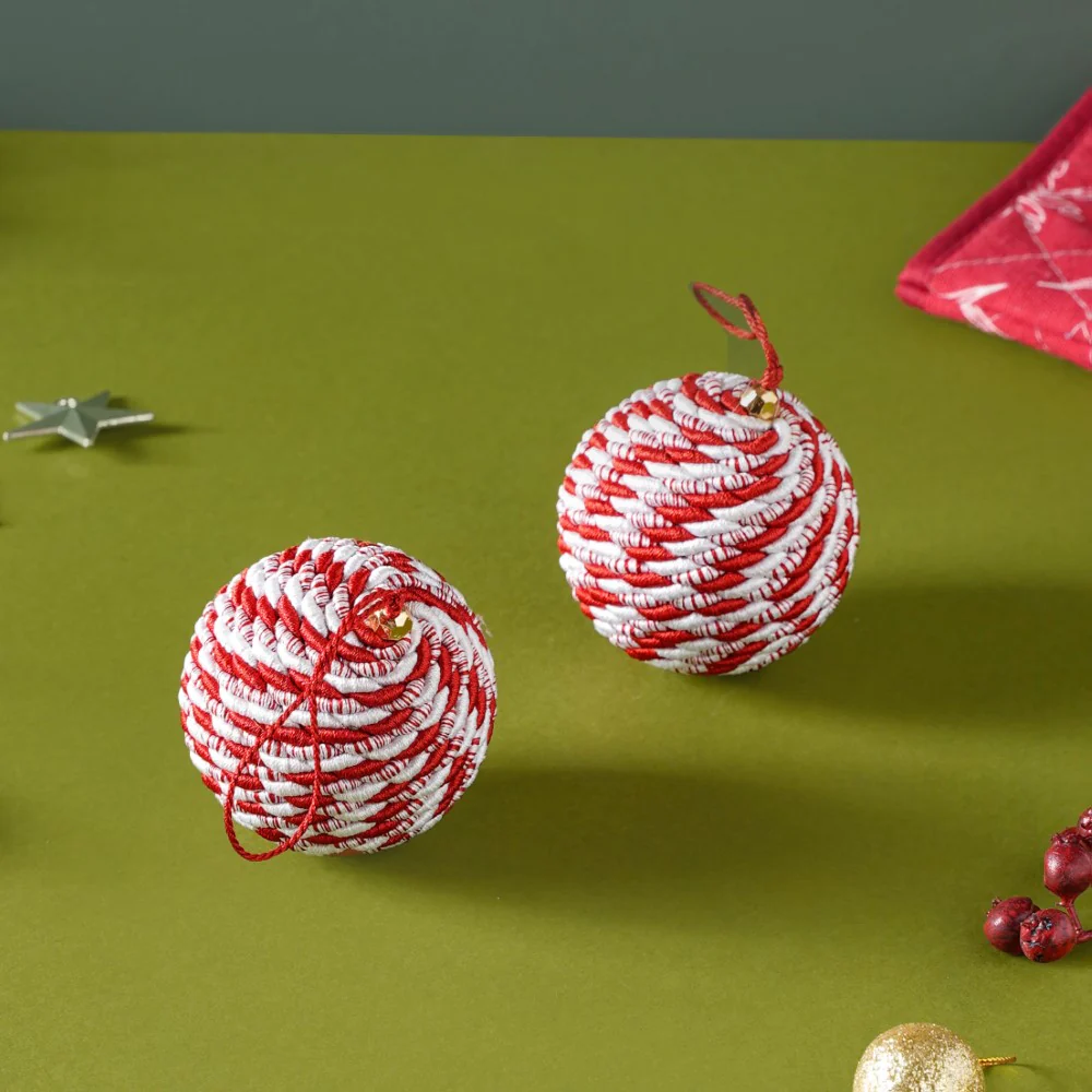 Peppermint Round Candy Bauble Set Of 2 - Image 9