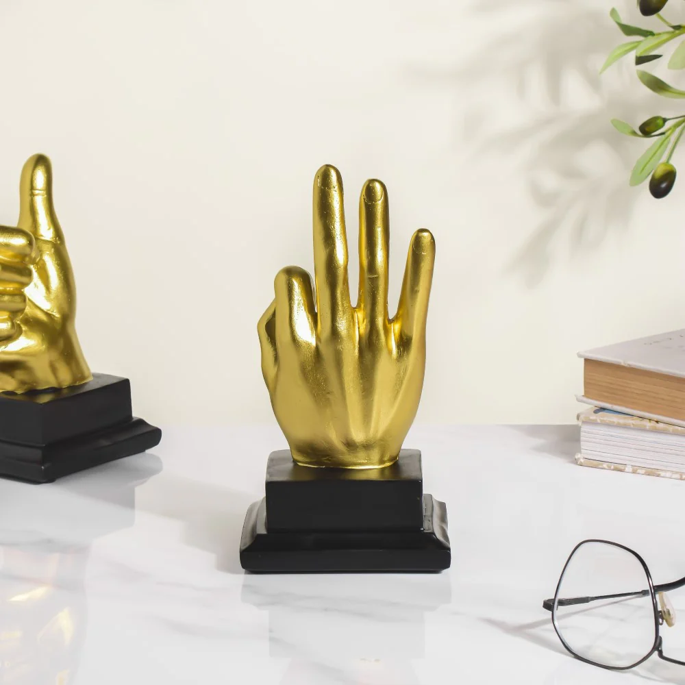 Perfect Hand Gesture Decor Showpiece Gold 7 Inch - Image 5