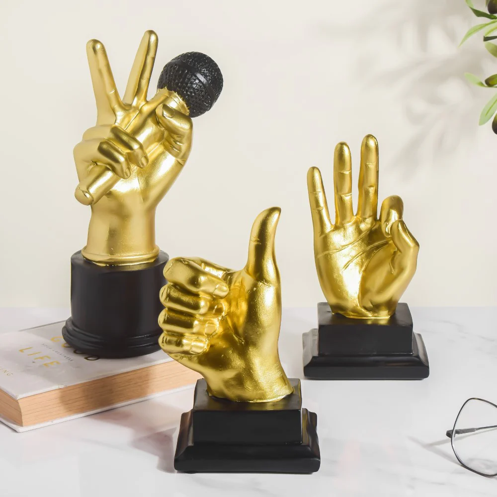 Perfect Hand Gesture Decor Showpiece Gold 7 Inch - Image 7