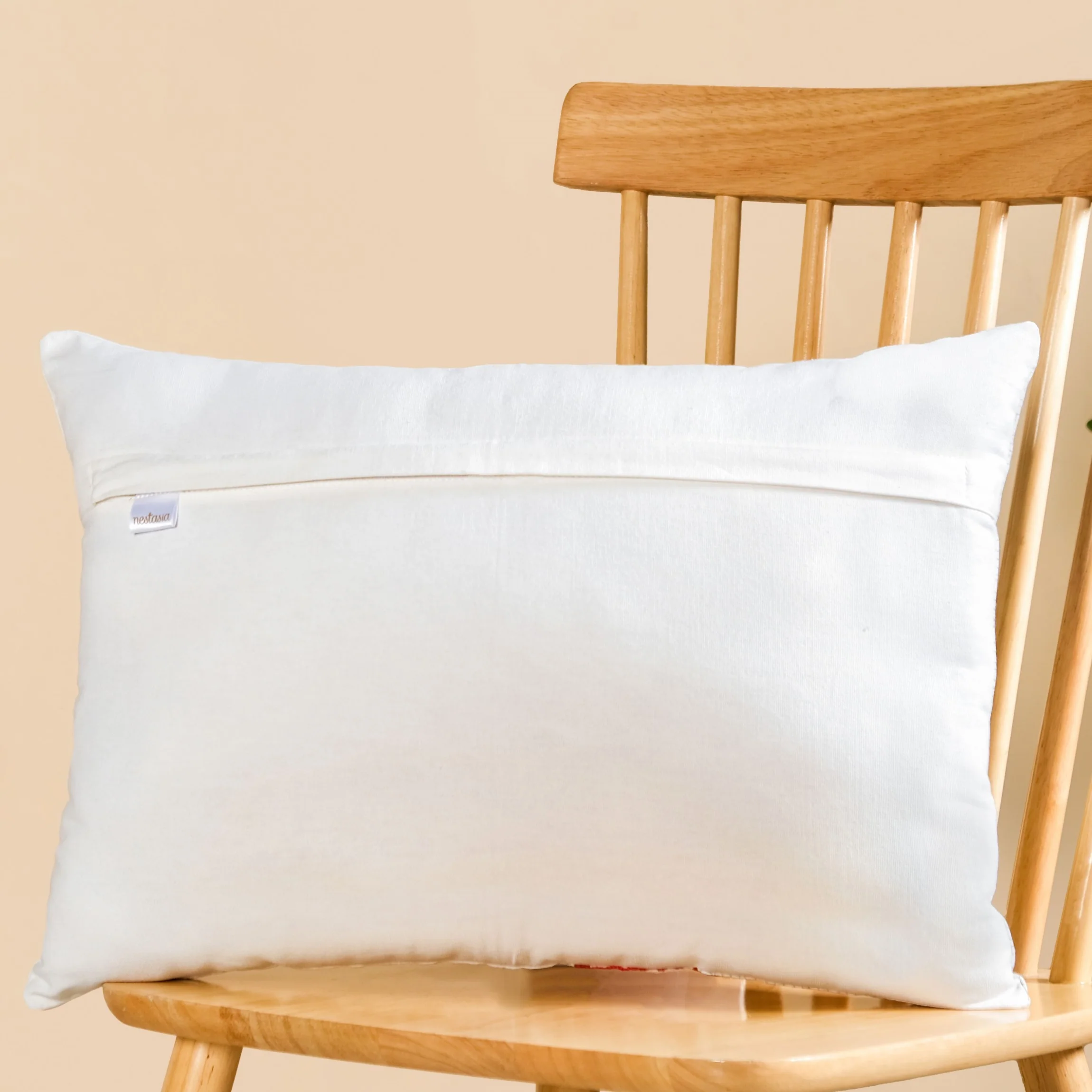 Petal Crest Embroidered Cotton Cushion Cover 50x36cm - Image 7