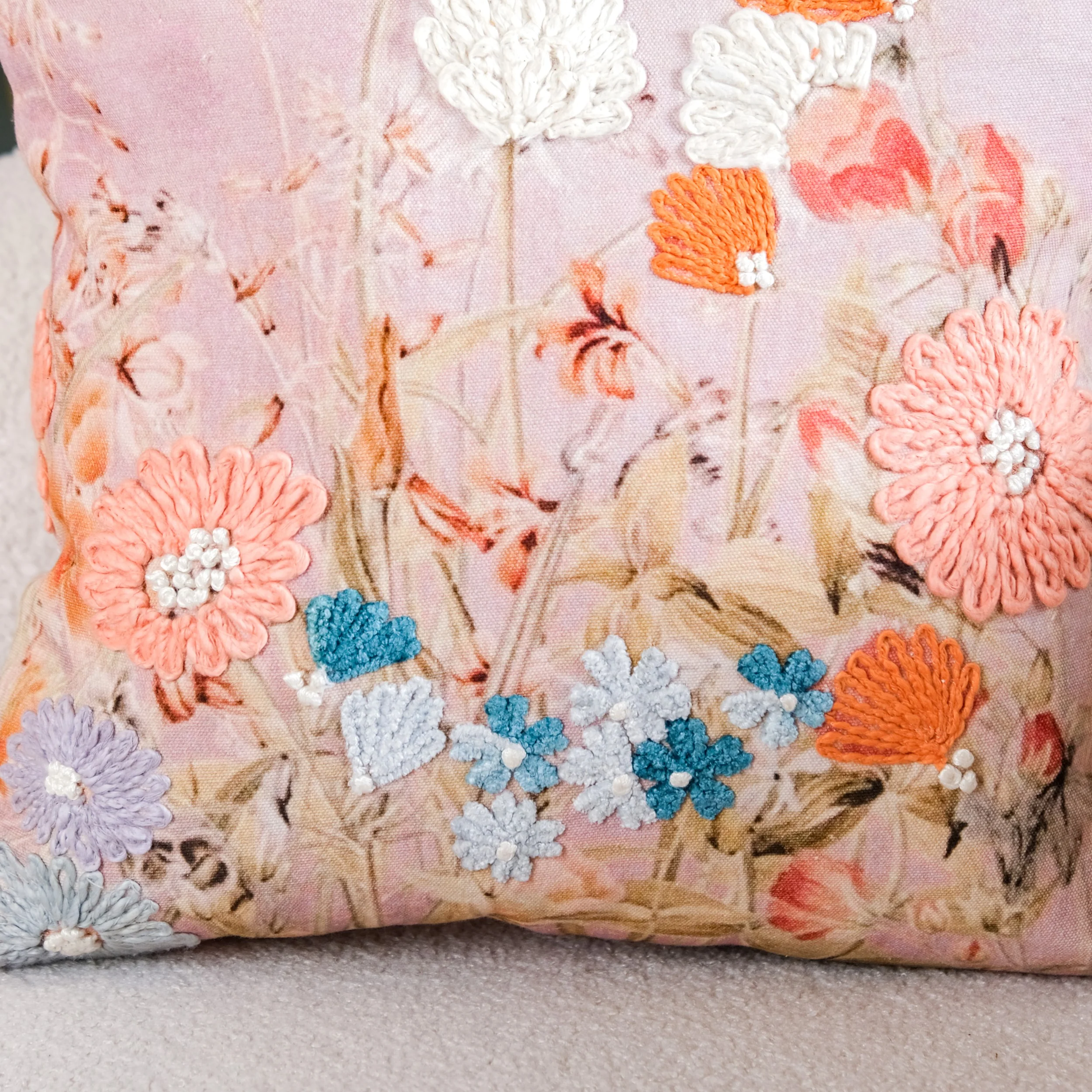 Petal Paradise Cotton Cushion Cover 40x40 cm - Image 6