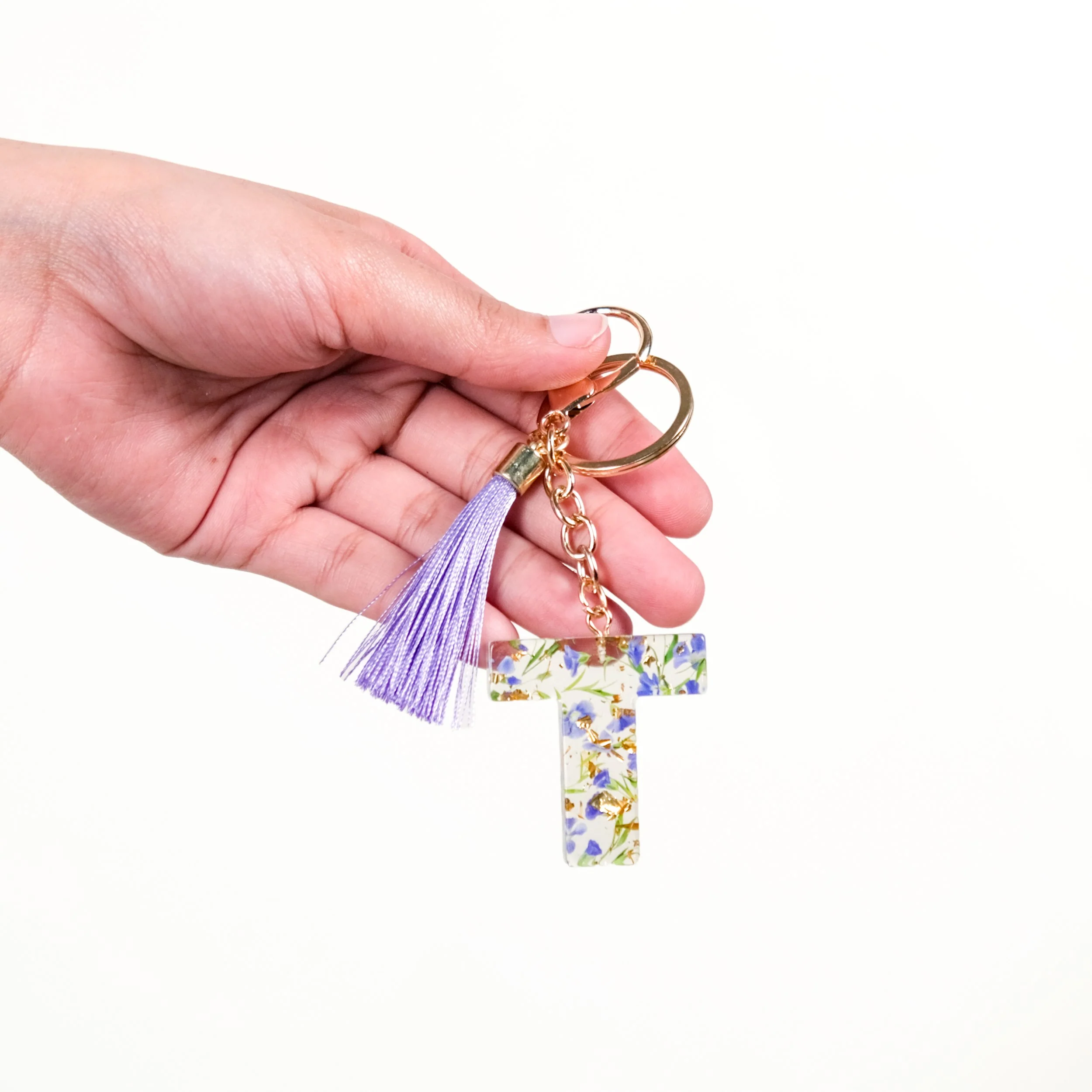 Petals And Gold Flecks T Resin Keyring - Image 2