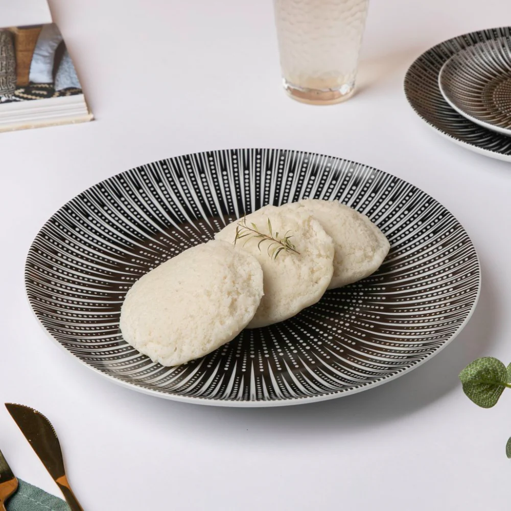 Philocaly Linear Patterned Ceramic Dinner Plate Black 10 Inch - Image 3