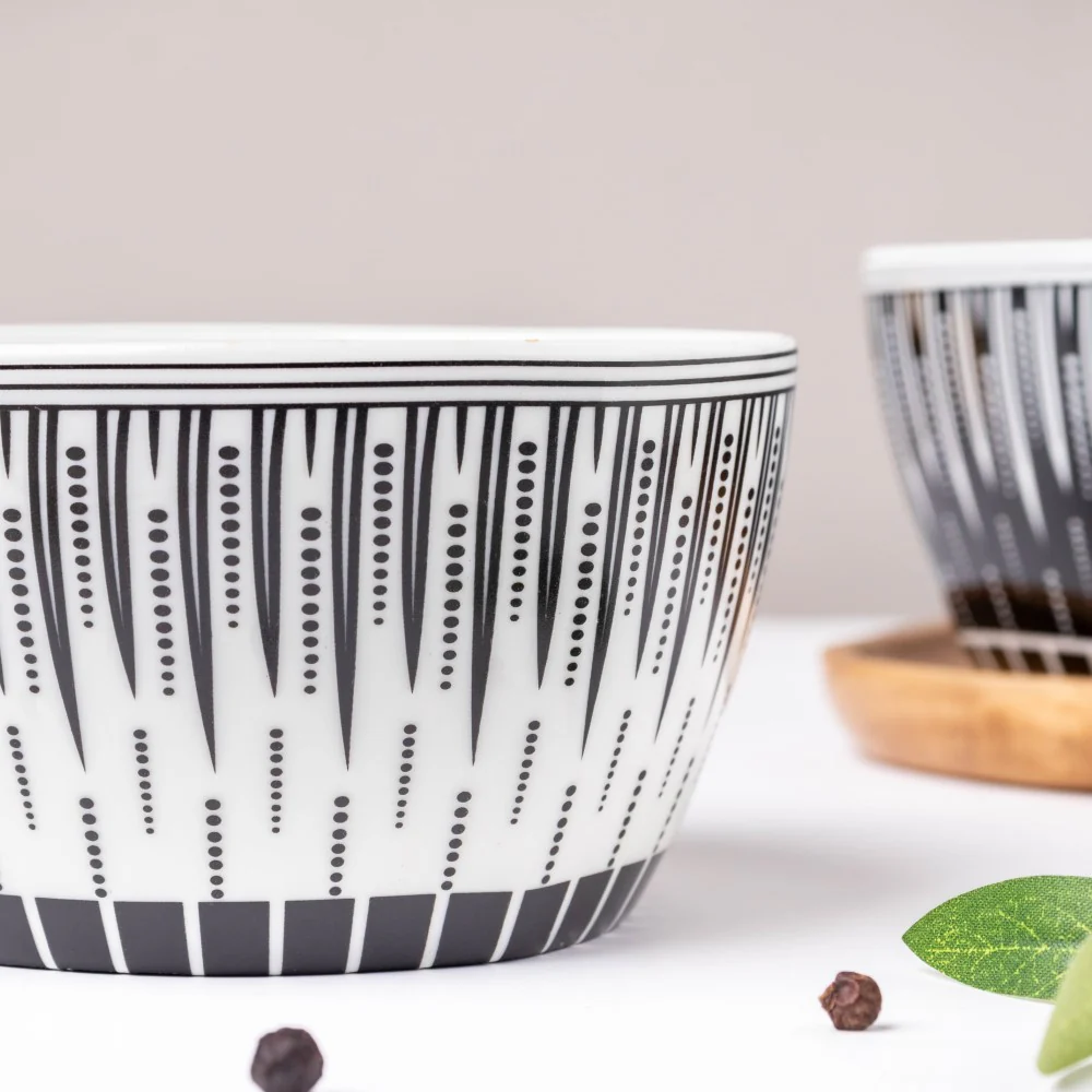 Philocaly Linear Patterned Soup Bowl White 250 ml - Image 4