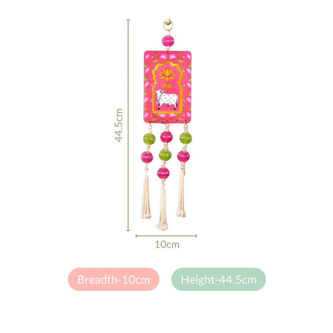 Pichwai Cow And Lotus Wall Hanging Set Of 2 - Image 4