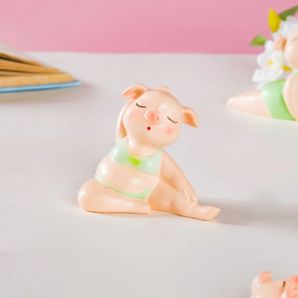 Piggy Miniature Decor Yoga Showpiece Set Of 6 - Image 5
